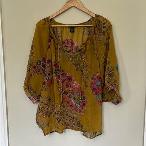 Antilia Femme Mustard Floral Blouse